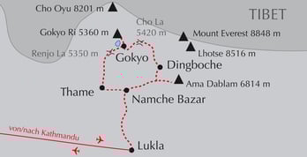 Landkarte Reise Everest Panorama Trekking in Nepal