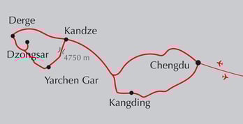 Landkarte zur Reise Authentisches Kham im Osten von Tibet