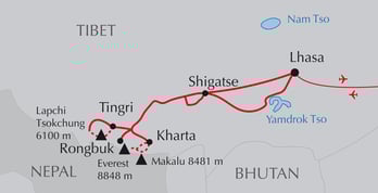 Landkarte Reise Trekking zum Mount Everest