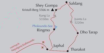 Landkarte Trekking in Dolpo in Westnepal