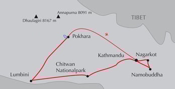 Landkarte Nepal Reise Auf den Spuren Buddhas