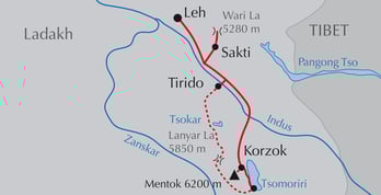 Landkarte Ladakh-Reise Trekking in Ladakh mit Besteigung des 6250 Metr hohen Mentok