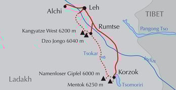 Reise Trekking Ladakh mit 6000er Besteigung - Kangyatze, Dzo Jongo, Mentok