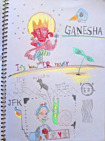 こういった落書きは、授業中の積み重ね