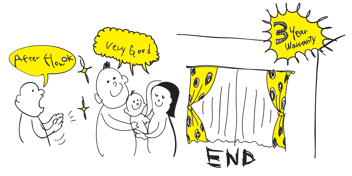 納品完了、お客様が喜んでいるイラスト