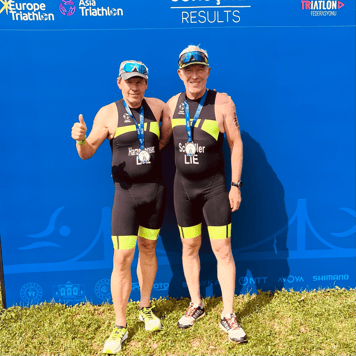 Christian Harzenmoser und Philip Schädler gut gelaunt nach dem Rennen