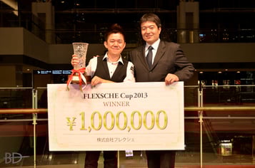 フレクシェカップにて。チャンピオンの羅立文と浦野さん