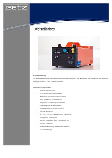Kurt Betz GmbH Datenblatt Abisolierbox Sondermaschinenbau Kabel Crimp Automatisierungstechnik Leingarten