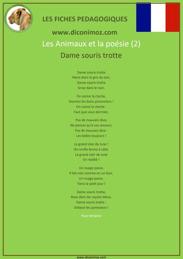 fiche pedagogique pdf poesie animaux dame souris trotte