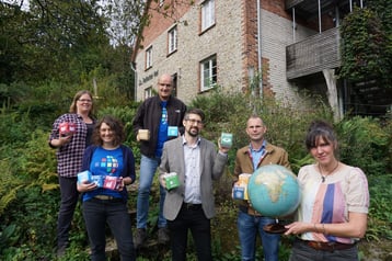 v.l.n.r.: Susanne Haferbeck (Rolfscher Hof), Inga Thorn (Prinzenpalais), Marcus Foerster (Prinzenpalais), Nicolai Meyer (Moorhus), Dr. Andreas Müller (Bez.Reg.), Vanessa Kowarsch (Rolfscher Hof)