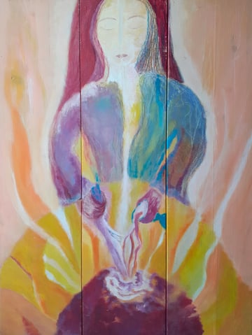 Catrin-Meier-die-weise-individuelle-sensitive-Alchemistin-Acryl-auf-Holztriptychon