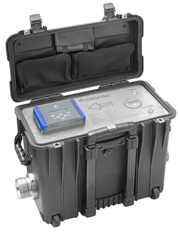 Abfackelgerät, Gasfackel, Torchère de gaz, gas in torcia, Flaring device, Restgas, restliche Gasmengen, Erdgas abfackeln, Biogas abfackeln, Wasserstoff abfackeln, EU-Methanverordnung, Volumen-Messkoffer, Flowmeter, Durchflussmessung, Messgerät Volumen