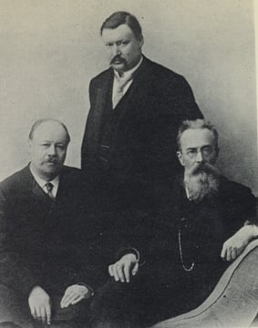 Liadov, Glazunov, y Rimsky-Korsakov, 1904.