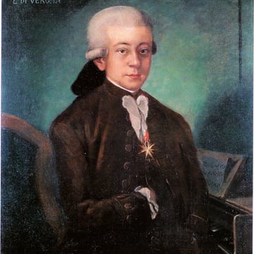 "Mozart de Bolonia" fue copiado en 1777 en Salzburgo (Austria) por un autor desconocido a partir de un retrato original pedido para la galería de compositores de Giovanni Battista Martini en Bolonia (Italia).