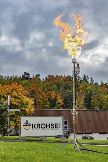Abfackelgerät, Gasfackel, Torchère de gaz, gas in torcia, Flaring device, Restgas, restliche Gasmengen, Erdgas abfackeln, Biogas abfackeln, Wasserstoff abfackeln, EU-Methanverordnung