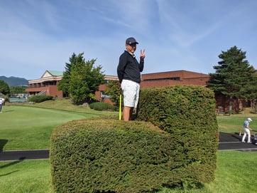 スタート前にピースサイン