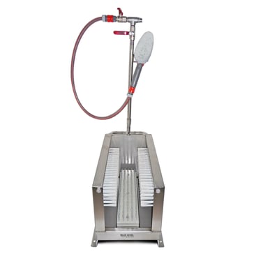 Lave-bottes acier inoxydable avec bac de récupération