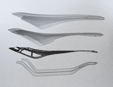 Das technologische Herzstück des Sattels ist das Carbon Fiber Skeleton: ein in die Schale eingefügtes Carbon-Skelett, das von der österreichischen Firma Fibionic hergestellt wird.