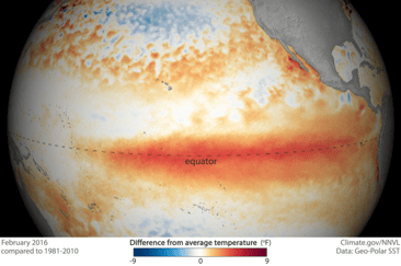 地球を襲うエルニーニョの赤い唇　Climate.gov / NNVL
