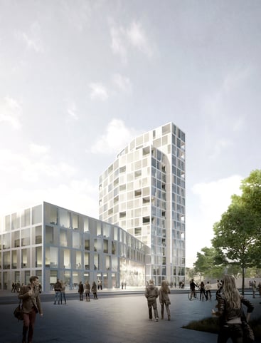 Hochhaus am Sandtorplatz Magdeburg Wissenschaftshafen Industriehafen Wissenschaftsquartier 2018 Herr & Schnell Architekten Hamburg