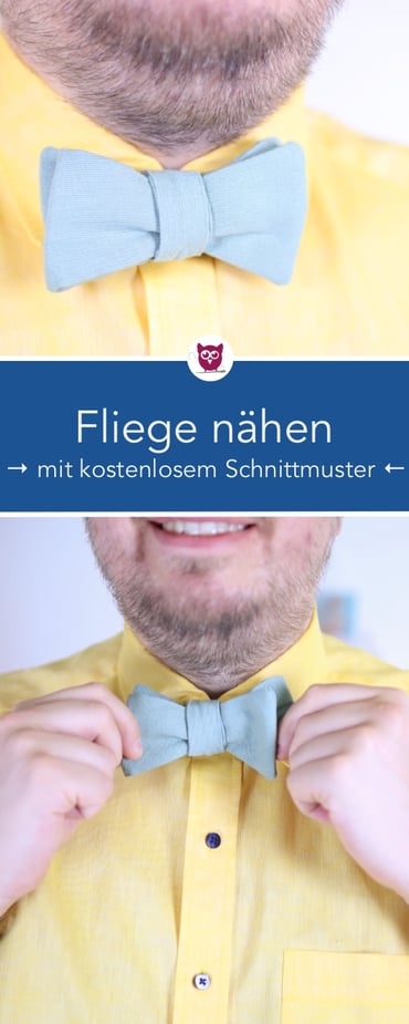 Nähen für Männer: Fliege zum Binden nähen mit kostenlosem Schnittmuster - Nähen für die Hochzeit / DIY Geschenke für Männer. Nähanleitung und Video von DIY Eule.