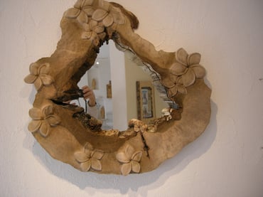 Bea Widmer Plumeria Frangipani Schnitzerei Holzrahmen