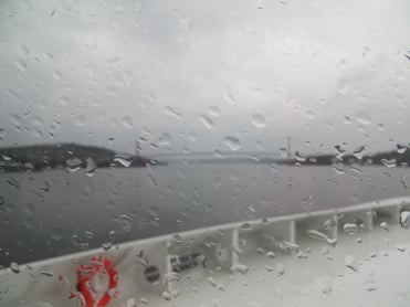 Regnerischer Abschied von Bergen und Norwegen.