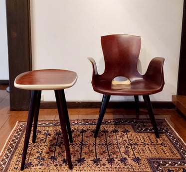 イージーチェア・サイドテーブル　（藤井慎介）　木の椅子展