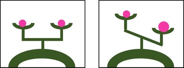 Wie ein Zuviel die Waage aus dem Gleichgewicht bringt, ein Zuviel bringt Menschen aus dem Gleichgewicht