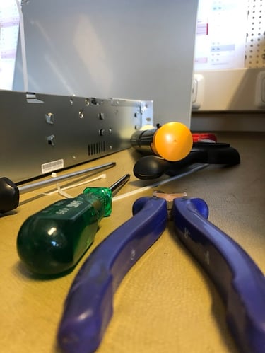 Foto des Arbeitsplatzes und alle Werkzeuge