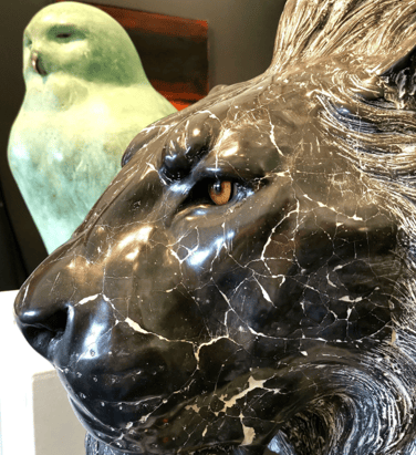 Lion head, marble composite, 60 cm