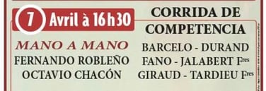 Toros de Barcelo Durand Fano Jalabert Giraud et Tardieu pour Fernando Robleño et Octavio Chacon