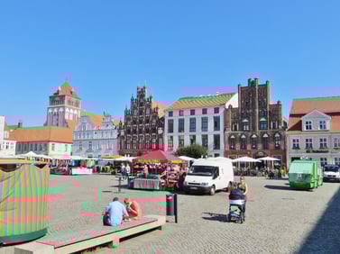 Der schöne Marktplatz von Wolgast.