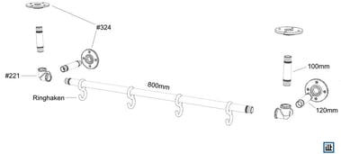 Bauplan für ein Wandregal aus Rohren / Kindergarderobe / mit Explosionszeichnung Stückliste Anleitung DIY-Shop