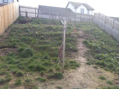  Soil and grass being eroded by water draining thru it