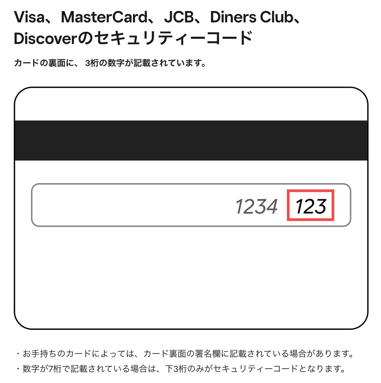 クレジットカードセキュリティコード