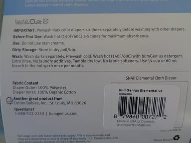 couche lavable Bumgenius elemental: composition