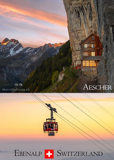 Postkarten Appenzell, Marcel Schiegg, Fotografie, Kartenverlag, Postkarten, Grusskarten, Schweiz, Aescher, Berggasthaus Aescher, Wildkirchli, Ebenalp