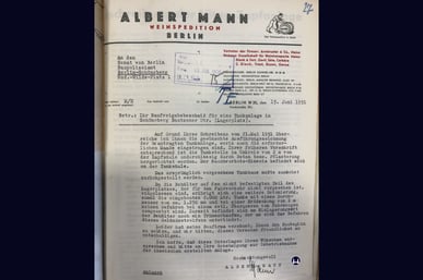 Schreiben vom 15. Juni 1965 der Fa. Albert Mann für den Bau eines Tanklagers. 