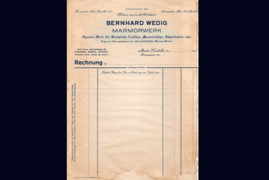 Alte Rechnung der Bernhard Wedig Marmorwerke in der Steinmetzstraße.