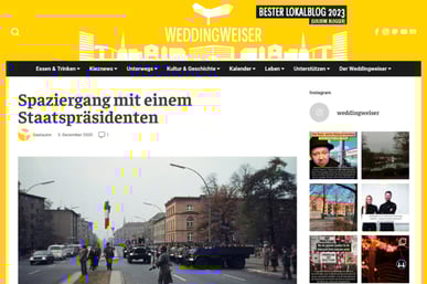 Presseecho. WAZ und Weddingweiser. Spaziergang mit einem Staatspräsidenten.