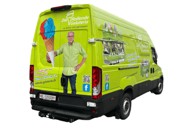 Fahrzeugbeschriftung in Sissach bestellen und gestalten lassen. Beispiel: Die Rollende Gelateria
