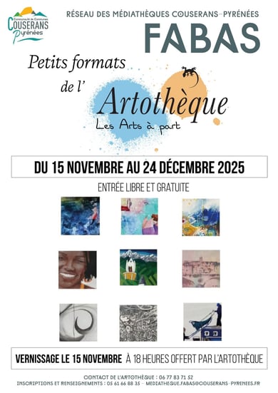 Elisabeth Augendre artiste peintre en Ariège expose à la médiathèque de Fabas novembre et décembre 2025