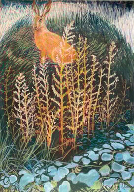 Apparition du lièvre pastel 50x65  Sylvie Berman artiste peintre