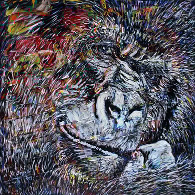 Le Gorille, acrylique sur toile, 100 x 100 cm, 2014