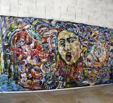 « Alice's Room »  Installation, "Alice et la Medusa", fresque (partie droite) - photo: Jean-Louis Borderie