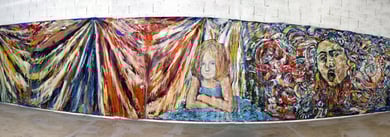 « Alice's Room »  Installation, "Alice et la Medusa",  fresque, 10m x 2m20 - photo: Jean-Louis Borderie