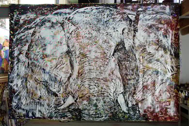 L’Éléphant , acrylique sur toile, 310 x 210 cm, 2013