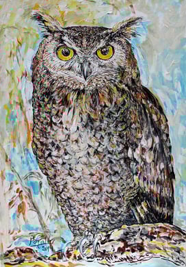 La Chouette, acrylique sur toile, 70 x 100 cm, 2014