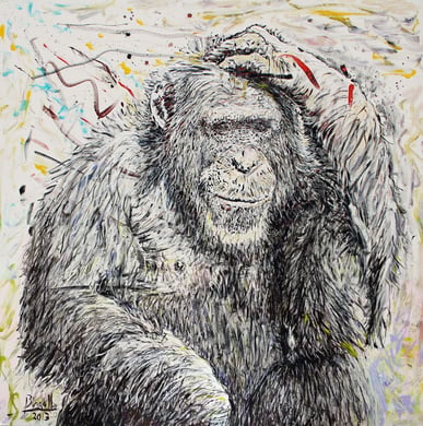 Le Chimpanzé, acrylique sur toile, 100 x 100 cm, 2013
